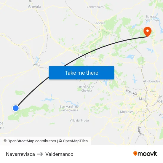 Navarrevisca to Valdemanco map
