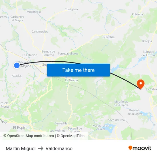 Martín Miguel to Valdemanco map
