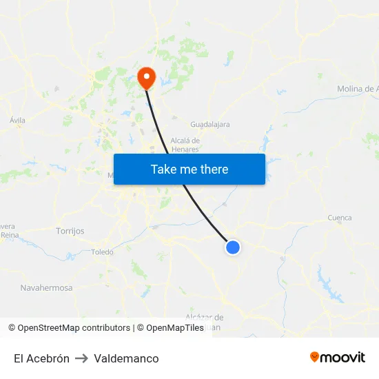 El Acebrón to Valdemanco map