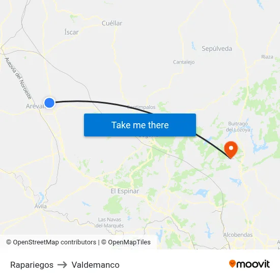 Rapariegos to Valdemanco map