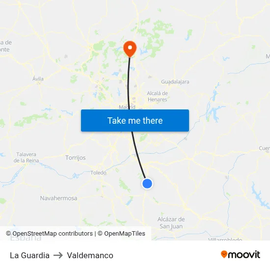 La Guardia to Valdemanco map