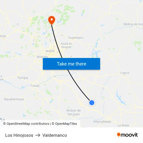 Los Hinojosos to Valdemanco map