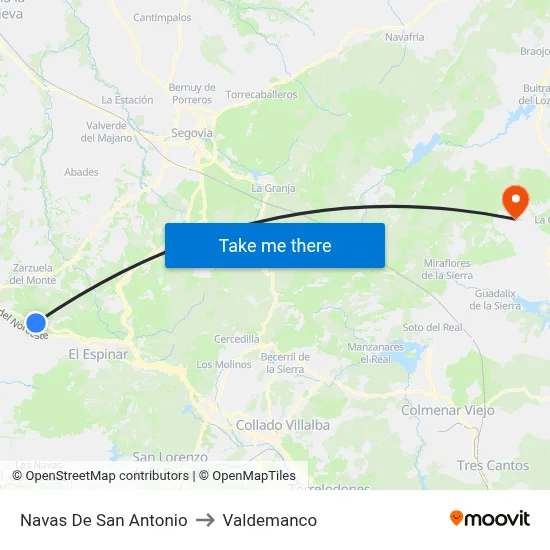 Navas De San Antonio to Valdemanco map