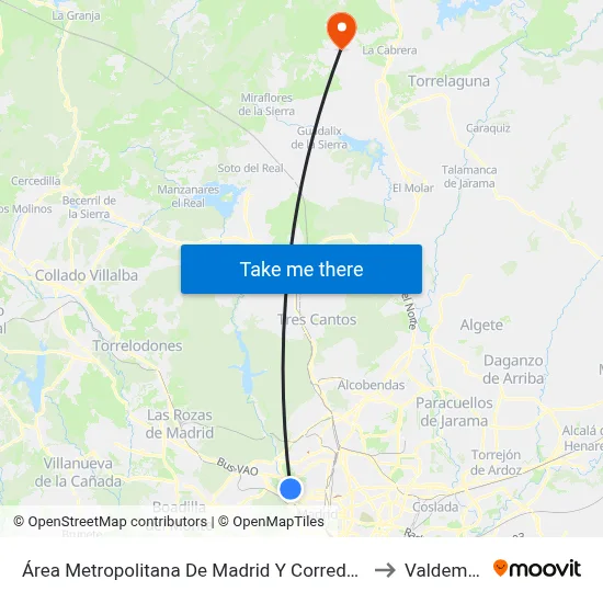 Área Metropolitana De Madrid Y Corredor Del Henares to Valdemanco map