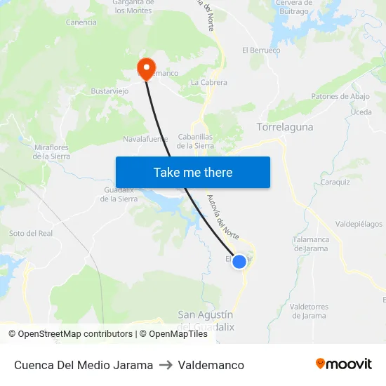 Cuenca Del Medio Jarama to Valdemanco map