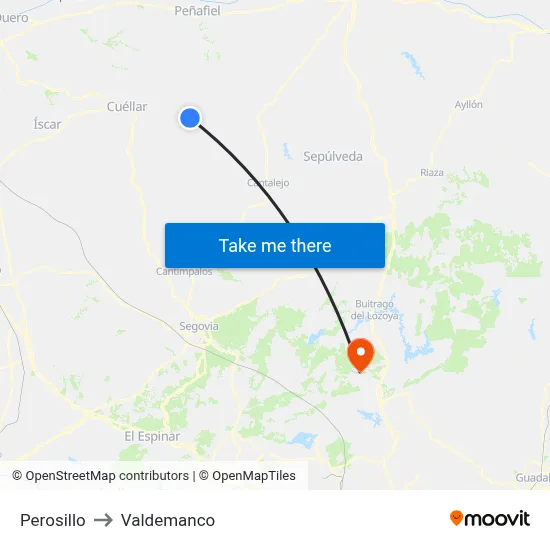 Perosillo to Valdemanco map