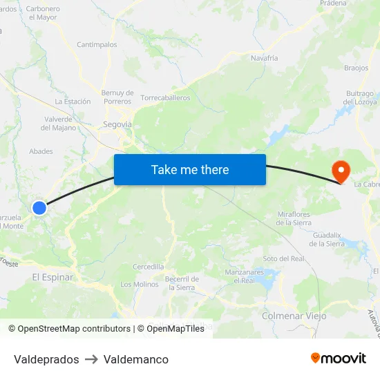 Valdeprados to Valdemanco map