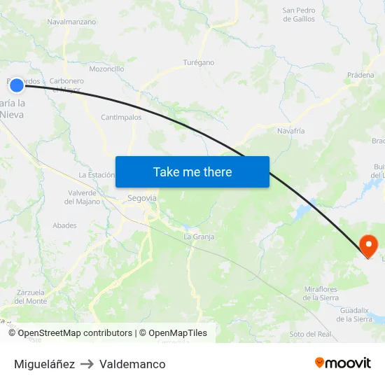 Migueláñez to Valdemanco map