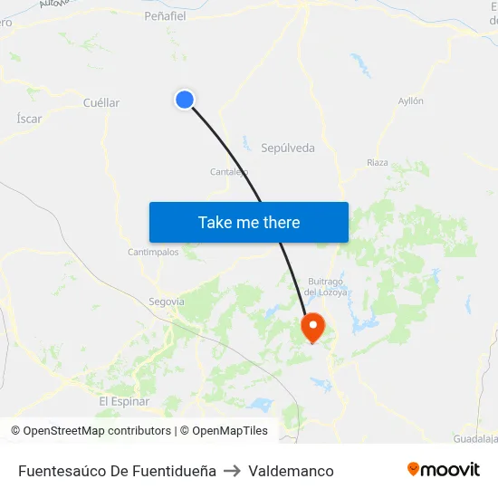Fuentesaúco De Fuentidueña to Valdemanco map