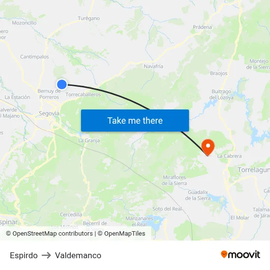 Espirdo to Valdemanco map