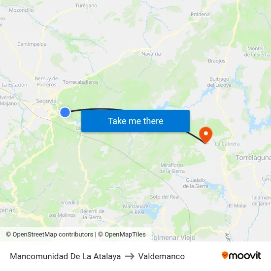 Mancomunidad De La Atalaya to Valdemanco map