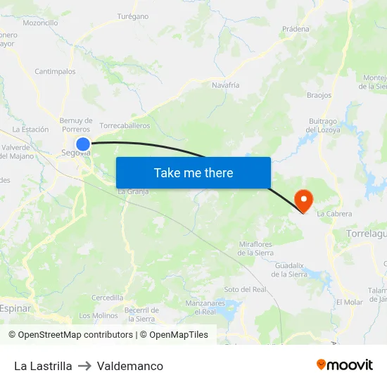 La Lastrilla to Valdemanco map