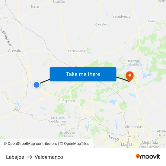 Labajos to Valdemanco map