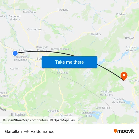 Garcillán to Valdemanco map