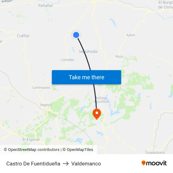 Castro De Fuentidueña to Valdemanco map