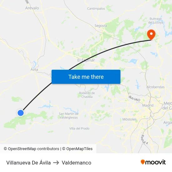 Villanueva De Ávila to Valdemanco map