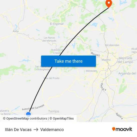 Illán De Vacas to Valdemanco map