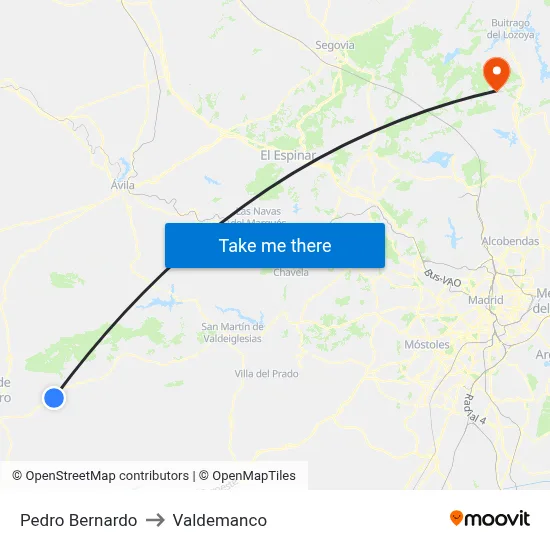 Pedro Bernardo to Valdemanco map