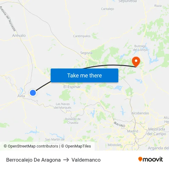 Berrocalejo De Aragona to Valdemanco map