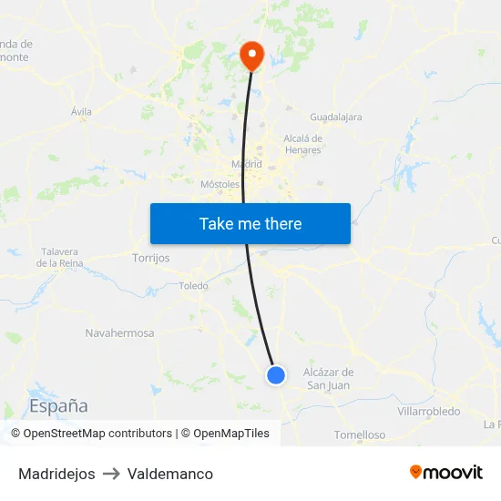 Madridejos to Valdemanco map