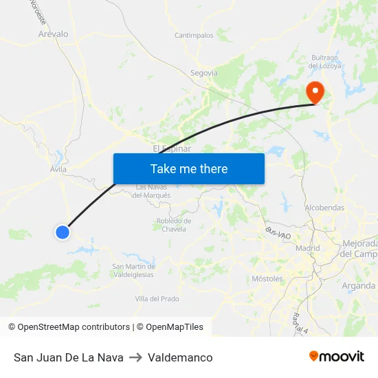 San Juan De La Nava to Valdemanco map