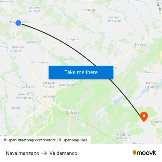Navalmanzano to Valdemanco map