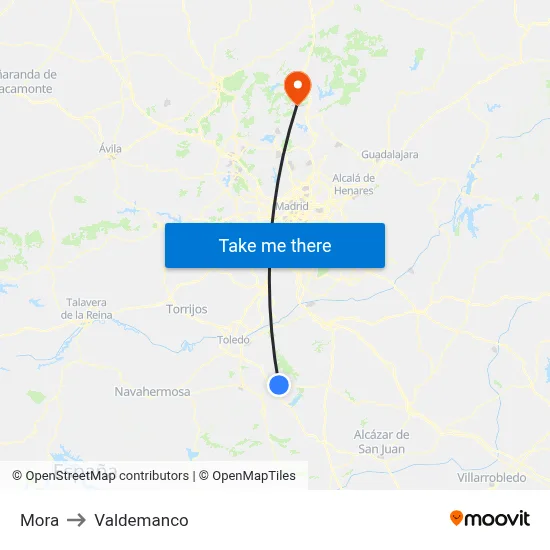 Mora to Valdemanco map
