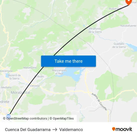 Cuenca Del Guadarrama to Valdemanco map