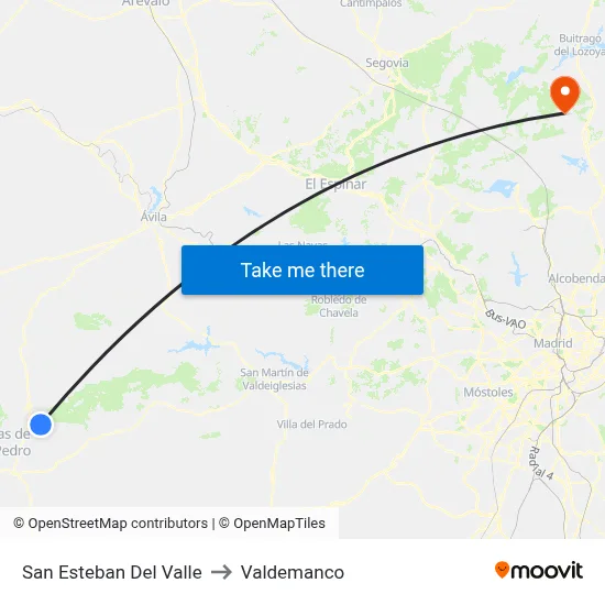 San Esteban Del Valle to Valdemanco map