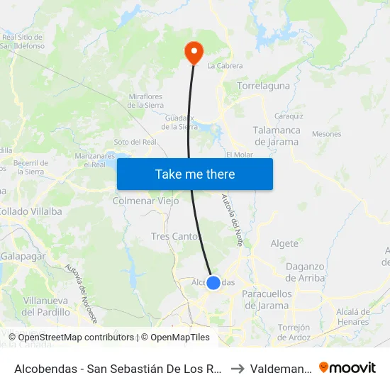 Alcobendas - San Sebastián De Los Reyes to Valdemanco map