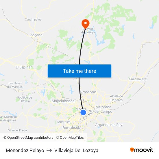 Menéndez Pelayo to Villavieja Del Lozoya map