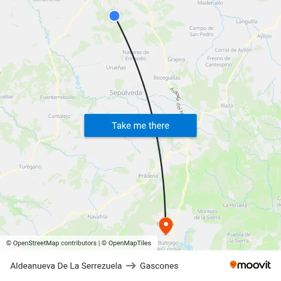 Aldeanueva De La Serrezuela to Gascones map