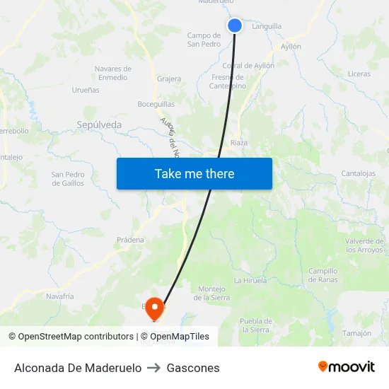 Alconada De Maderuelo to Gascones map