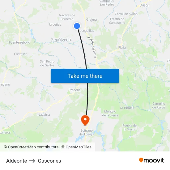 Aldeonte to Gascones map