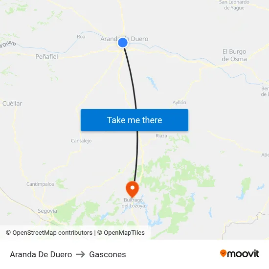 Aranda De Duero to Gascones map