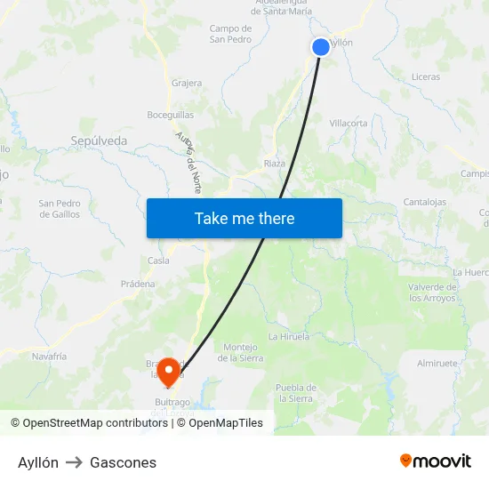 Ayllón to Gascones map