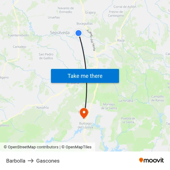 Barbolla to Gascones map