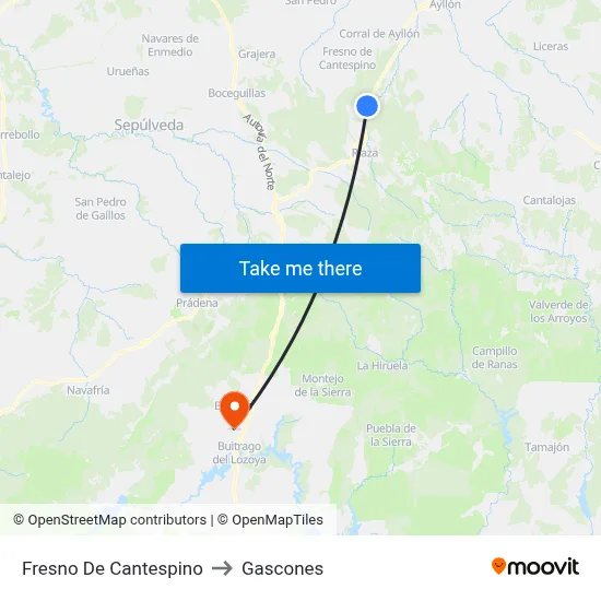 Fresno De Cantespino to Gascones map