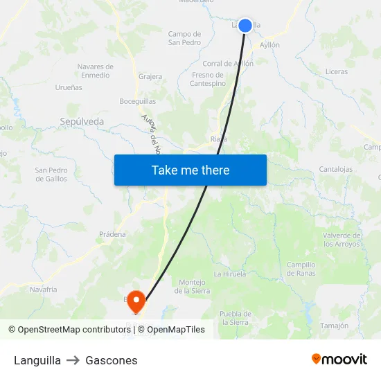 Languilla to Gascones map