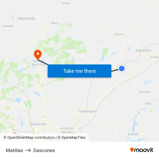Matillas to Gascones map