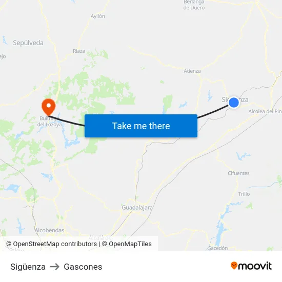 Sigüenza to Gascones map