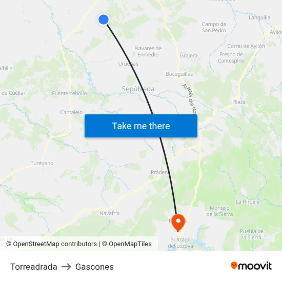 Torreadrada to Gascones map
