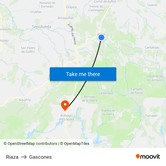 Riaza to Gascones map