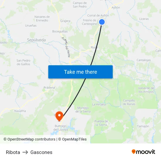 Ribota to Gascones map