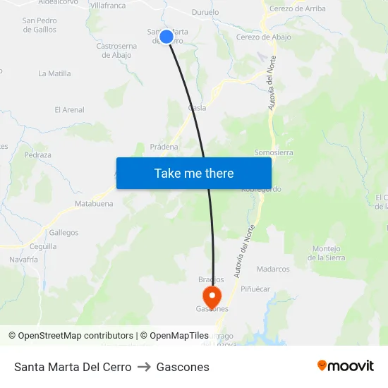 Santa Marta Del Cerro to Gascones map