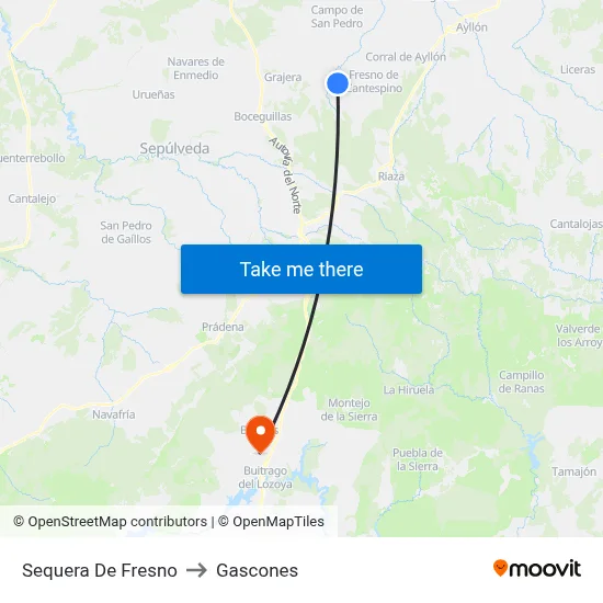 Sequera De Fresno to Gascones map