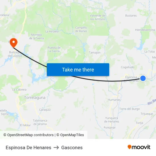 Espinosa De Henares to Gascones map