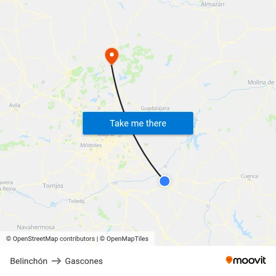 Belinchón to Gascones map