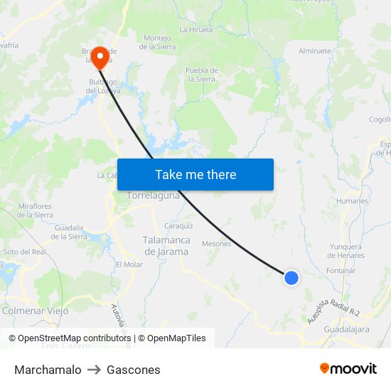 Marchamalo to Gascones map