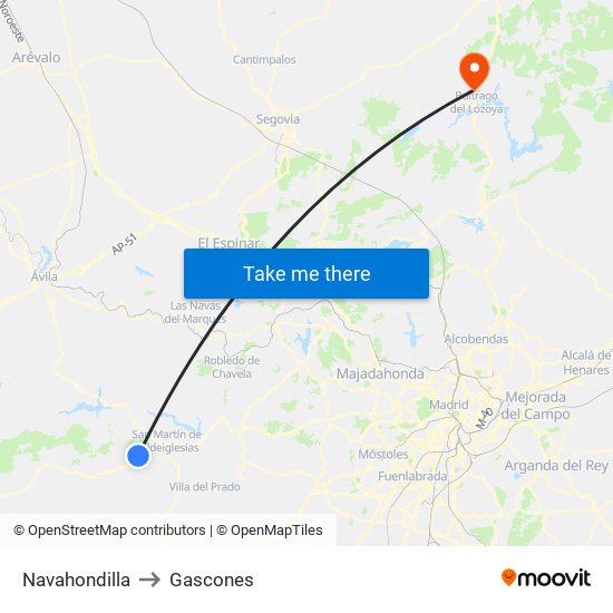 Navahondilla to Gascones map